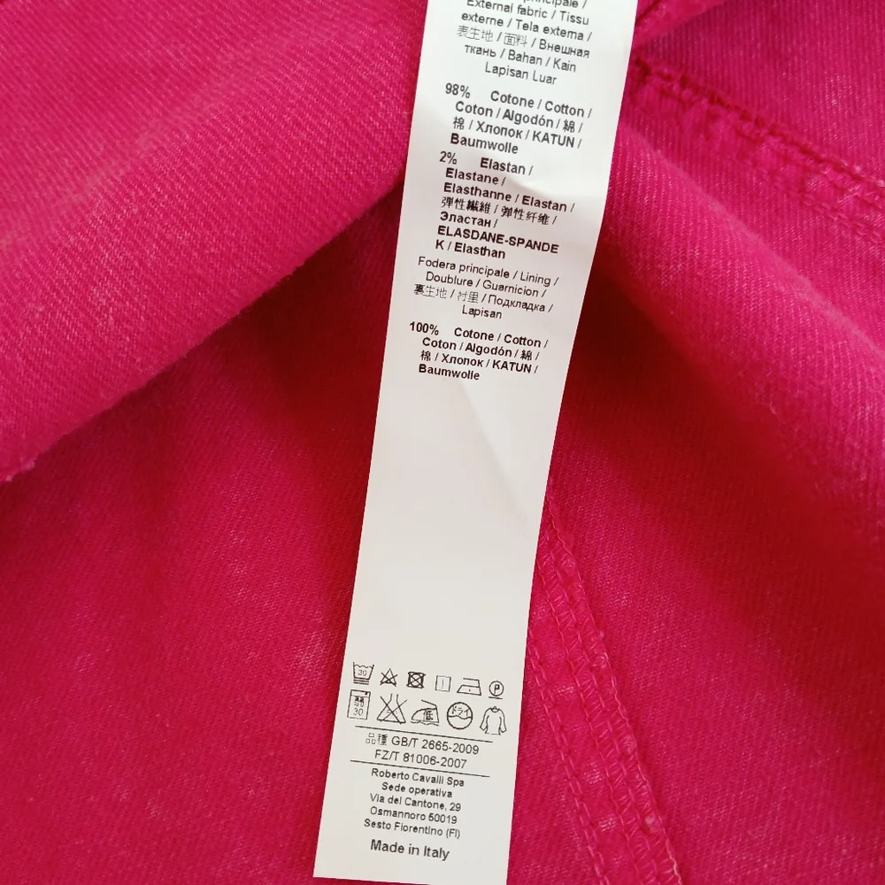 Roberto Cavalli Pink Acid Washed Denim Western Style Long Sleeve Mini Dress - Picture 13 of 13
